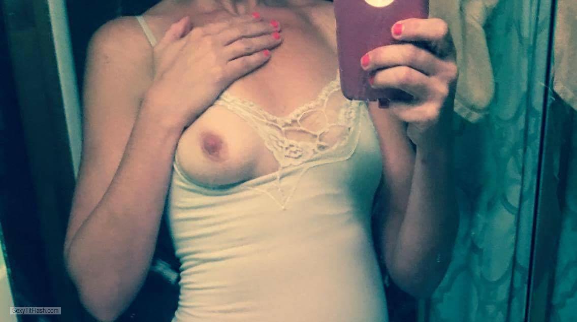 Tit Flash: My Tanlined Small Tits (Selfie) - Horny Mom from United States